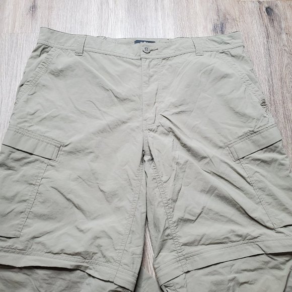 REI Convertible Cargo Hiking Pants Men 40x32 Khaki Green Shorts Packable Outdoor - Picture 3 of 11